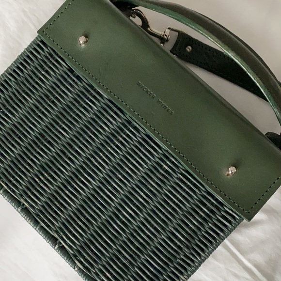 Wicker Wings Green Kuai Rattan & Leather Tote - Picture 5 of 6